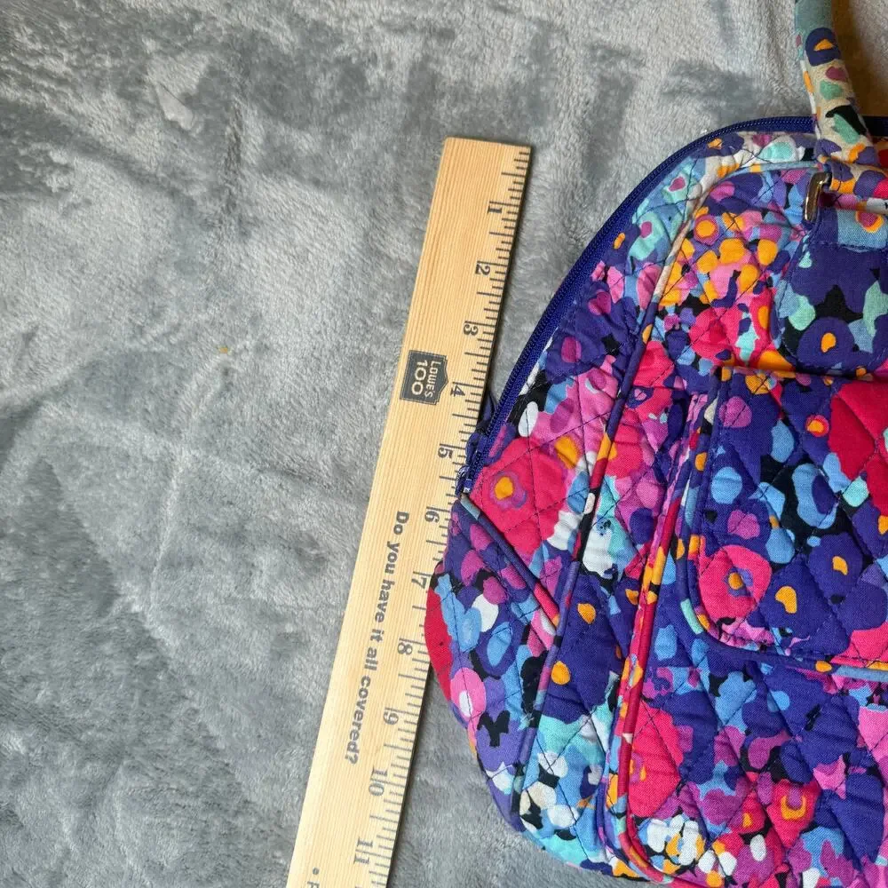 Vera Bradley Floral Quilted Satchel Purse Pink Purple Shoulder Bag Zip Top